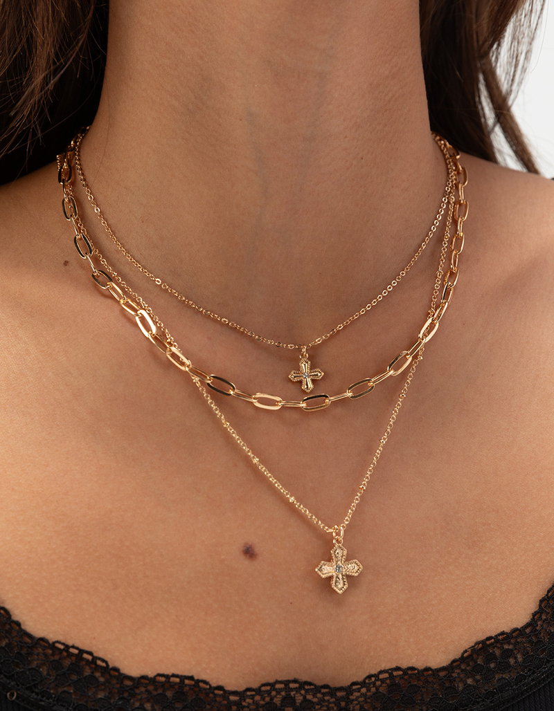 FULL TILT Layered Chain/Cross Necklace image number 3