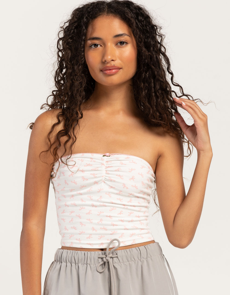 FULL TILT Bow Print Womens Cinch Tube Top image number 0