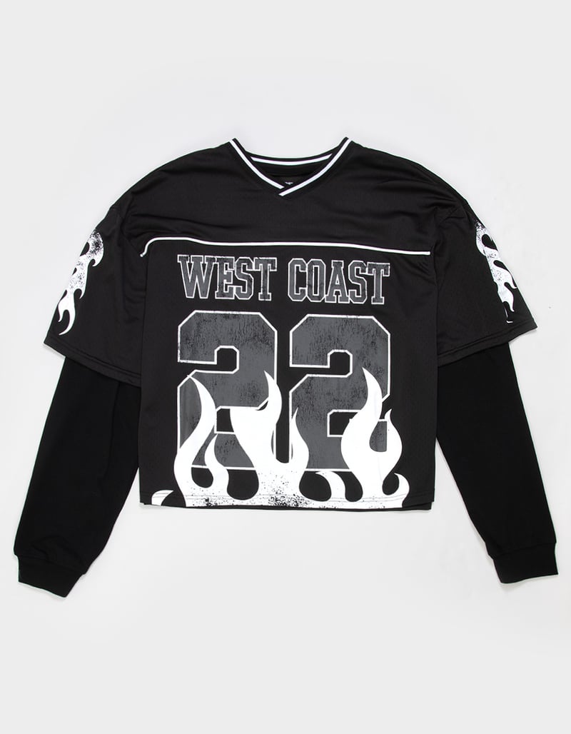 RSQ Mens Mesh Long Sleeve 2fer Boxy Jersey image number 0