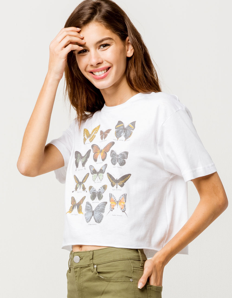 FULL TILT Butterfly Grid Womens Crop Tee image number 0
