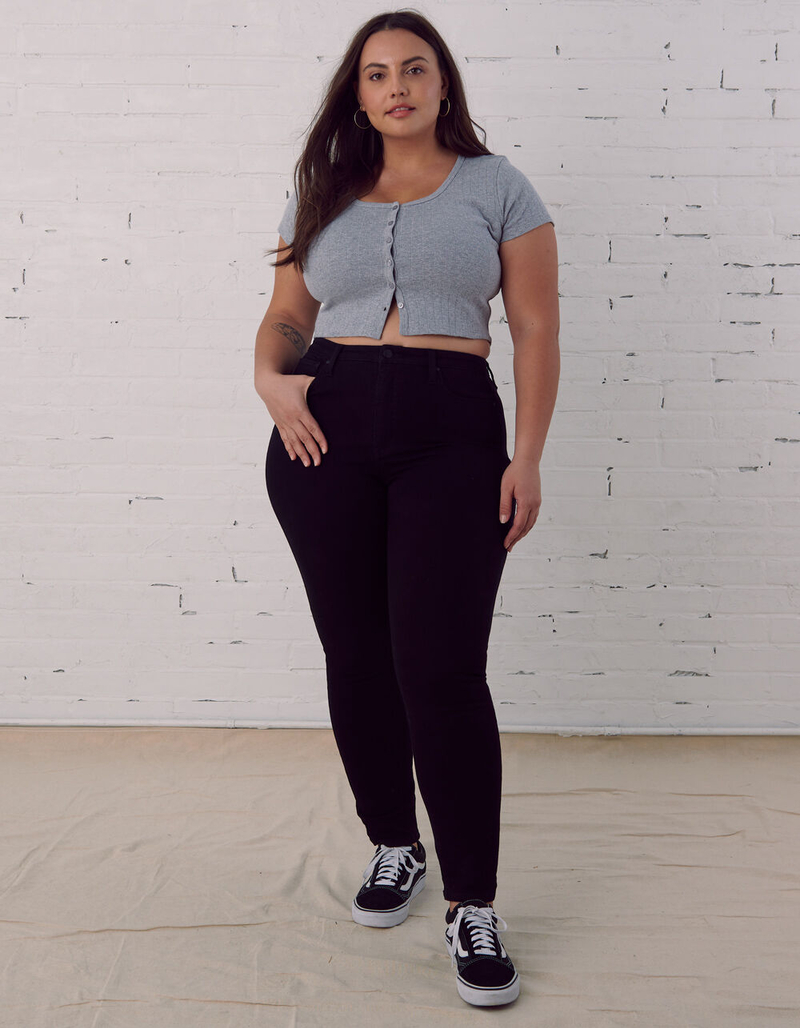 RSQ Curvy Womens Black High Rise Skinny Jeans image number 0