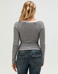 RSQ Womens Lace Trim Long Sleeve Henley Top image number 4