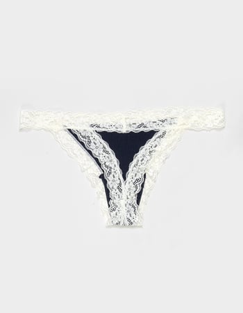 FULL TILT Rib Lace Trim Thong Alternative Image
