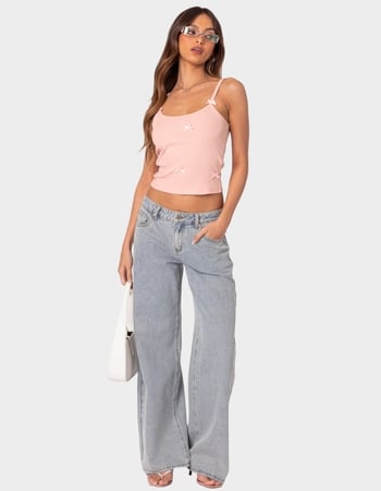 EDIKTED Emilia Ribbed Bow Tank Top Alternative Image
