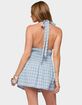 EDIKTED Plaid Smocked Halter Mini Dress image number 3