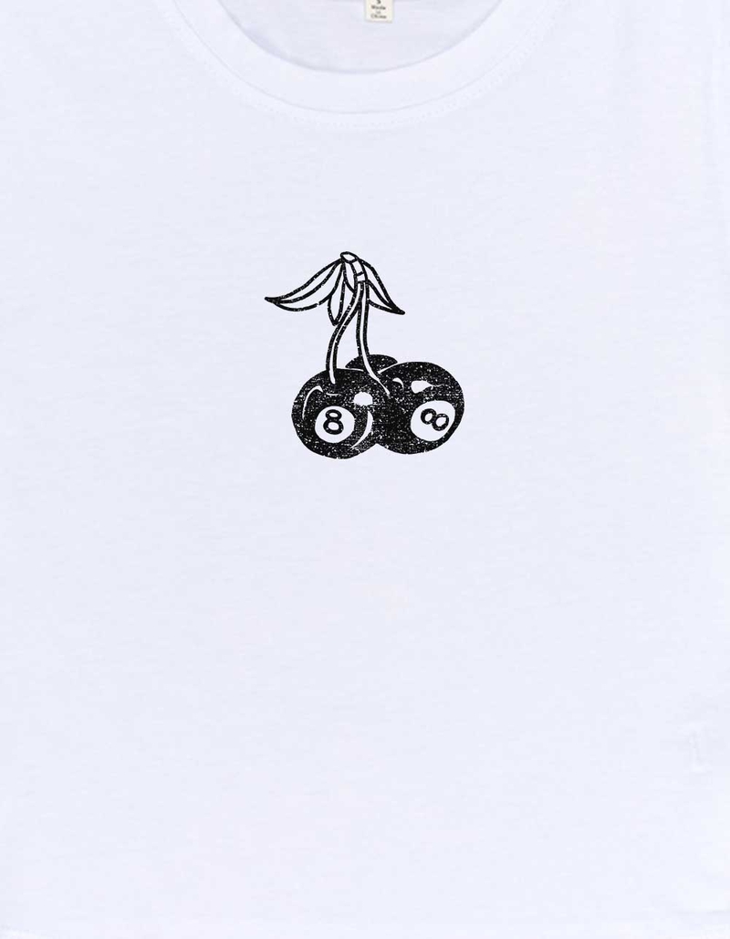 CHERRIES 8 Ball Distressed Womens Baby Tee image number 2