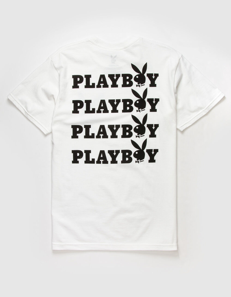 PLAYBOY Logo Repeat Mens White T-Shirt image number 0