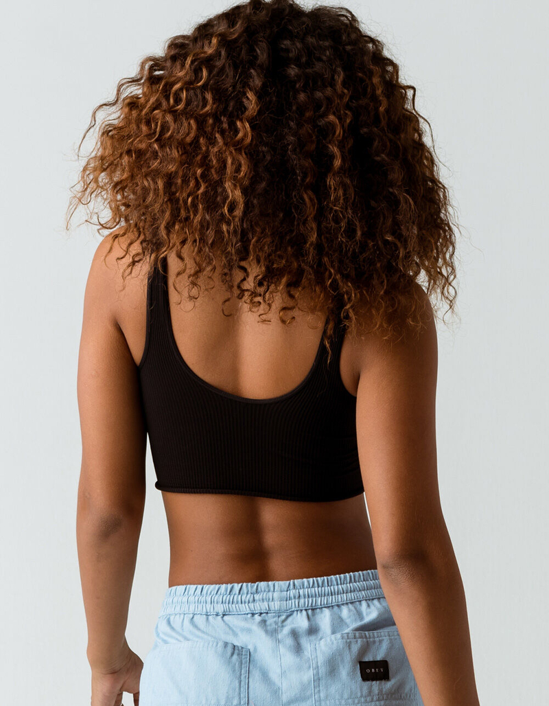 FULL TILT Lettuce Edge Seamless Black Bralette image number 2