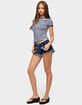 EDIKTED Studded & Distressed Low Rise Denim Shorts image number 4