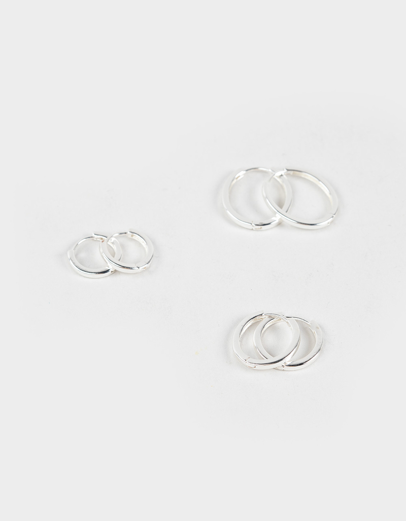 FULL TILT 3 Pack 14K White Gold Dipped Hoop Earring Set image number 1
