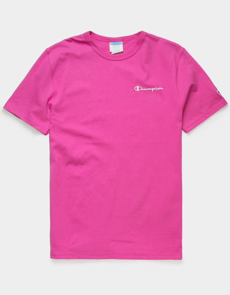 CHAMPION Script Embroidery Mens Pink T-Shirt image number 0