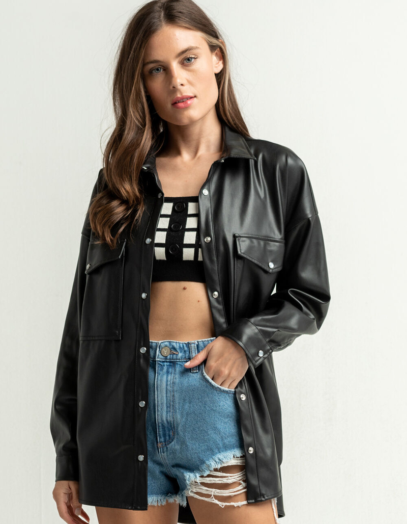 WEST OF MELROSE Night Walker Womens Vegan Leather Shacket image number 3