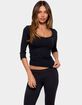 EDIKTED Desi Scoop Neck Three-Quarter Sleeve Top image number 1