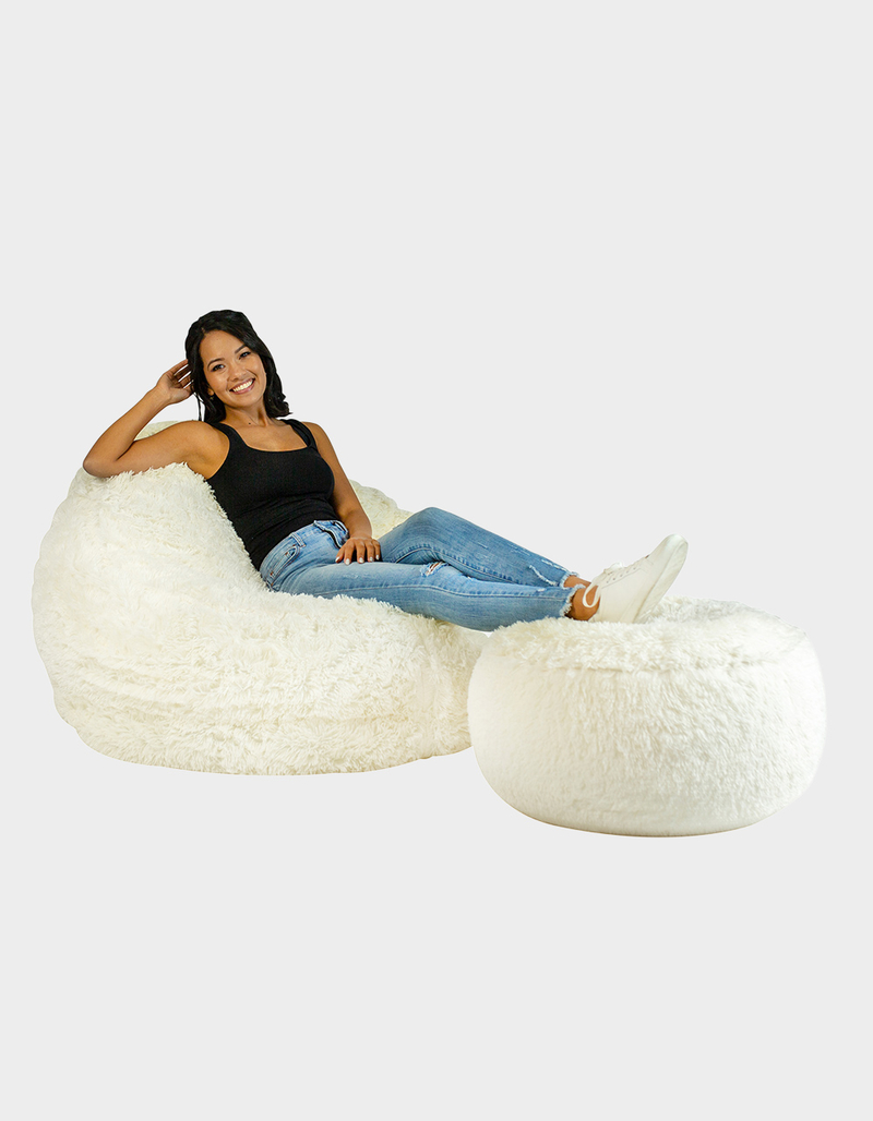 POOLCANDY AirCandy Mongolian Faux Fur Inflatable Ottoman image number 2