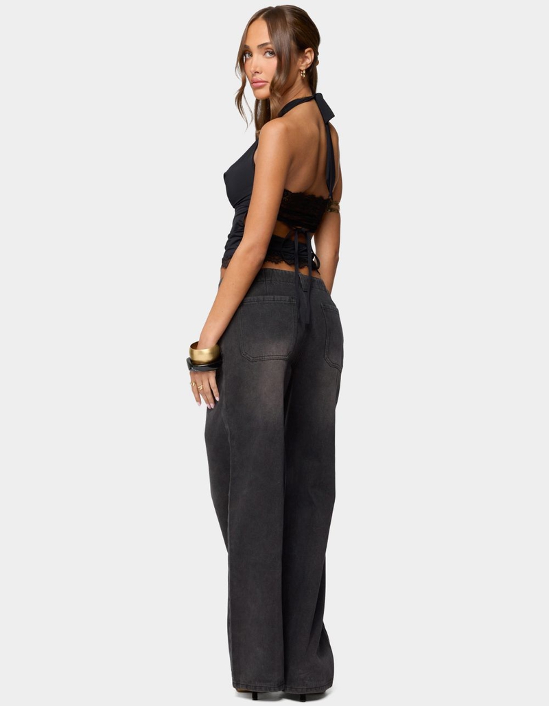 EDIKTED Aliyah Zip Low Rise Jeans image number 3