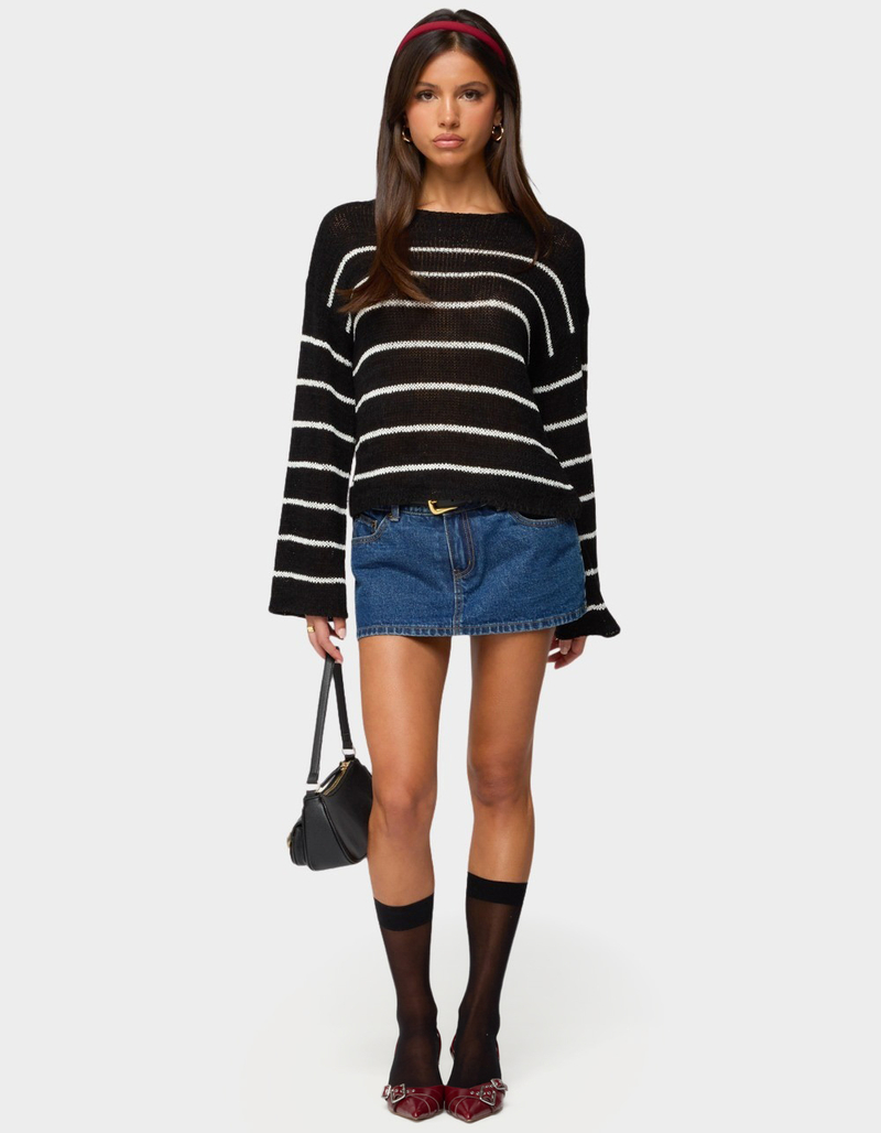 EDIKTED Striped Drop Shoulder Light Knit Sweater image number 4