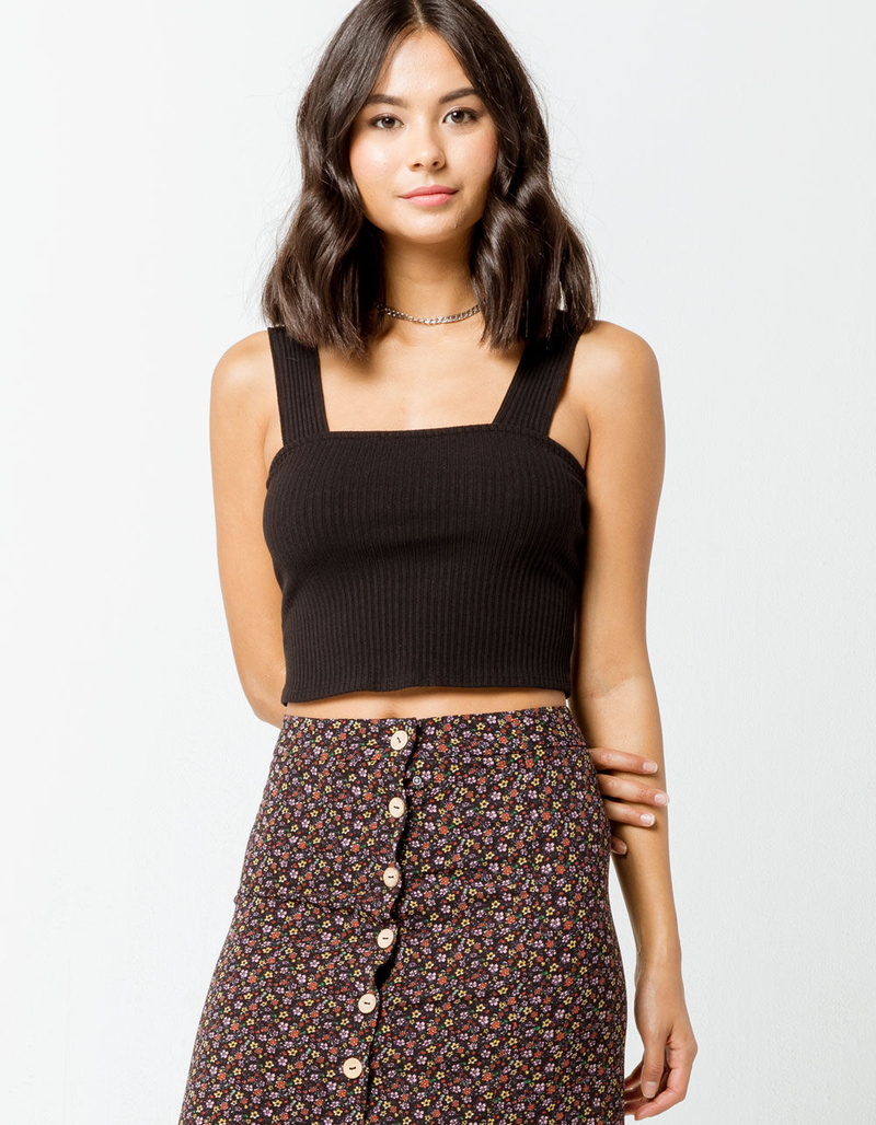 FULL TILT Square Neck Black Womens Crop Tank Top image number 0