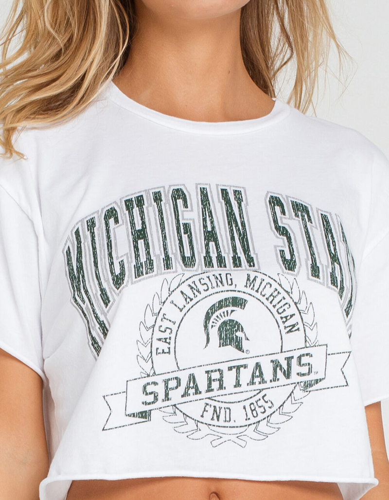 THE ORIGINAL RETRO BRAND MSU Michigan State University Spartans Womens Crop Tee image number 1