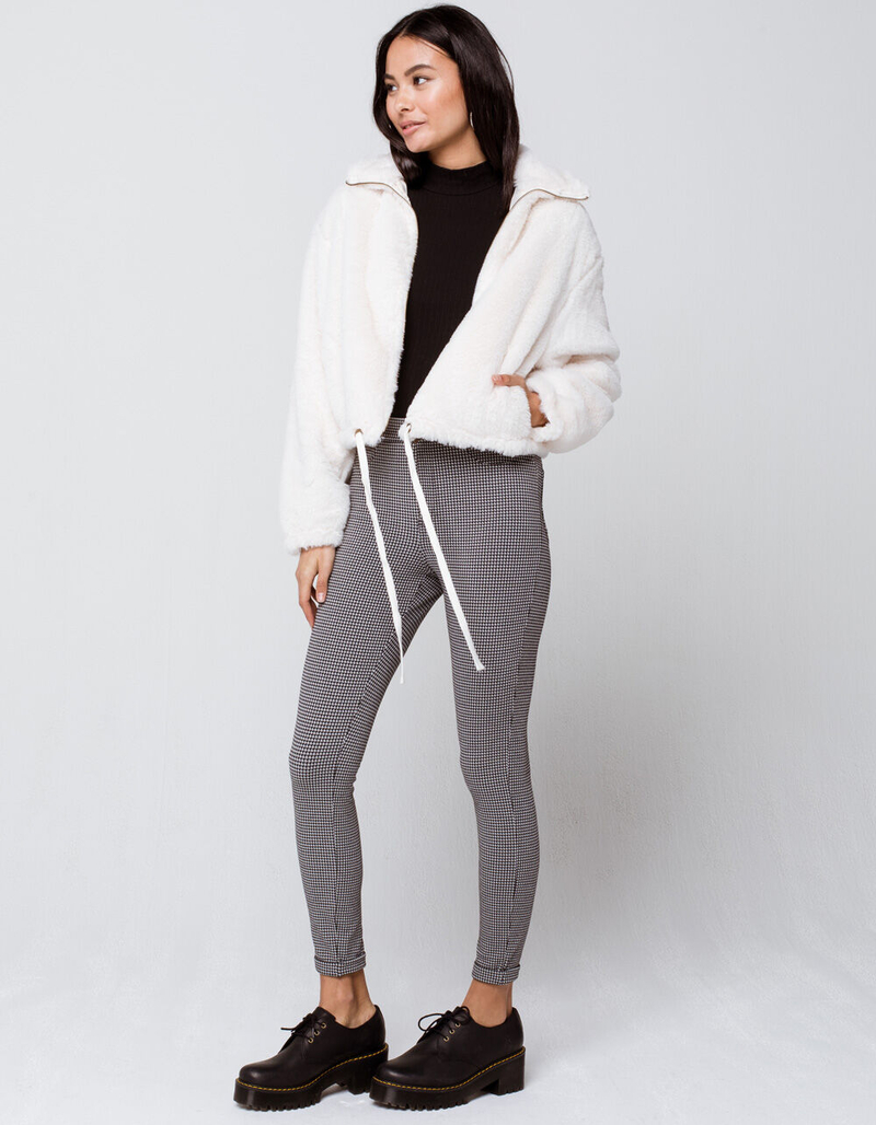 KNOW ONE CARES Fur Zip Womens Off White Jacket image number 3