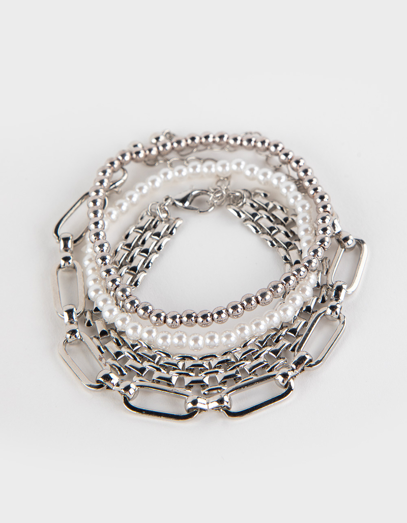 FULL TILT 4 Piece Pearl Ball Chain Bracelet Set image number 0