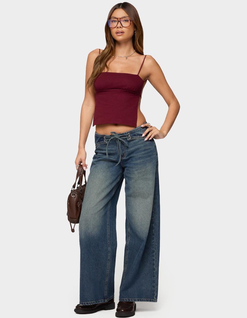 EDIKTED Niah Lace Up Low Rise Baggy Jeans image number 4