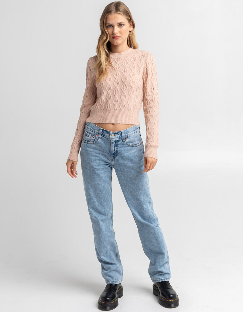 ELODIE Pointelle Womens Sweater image number 3