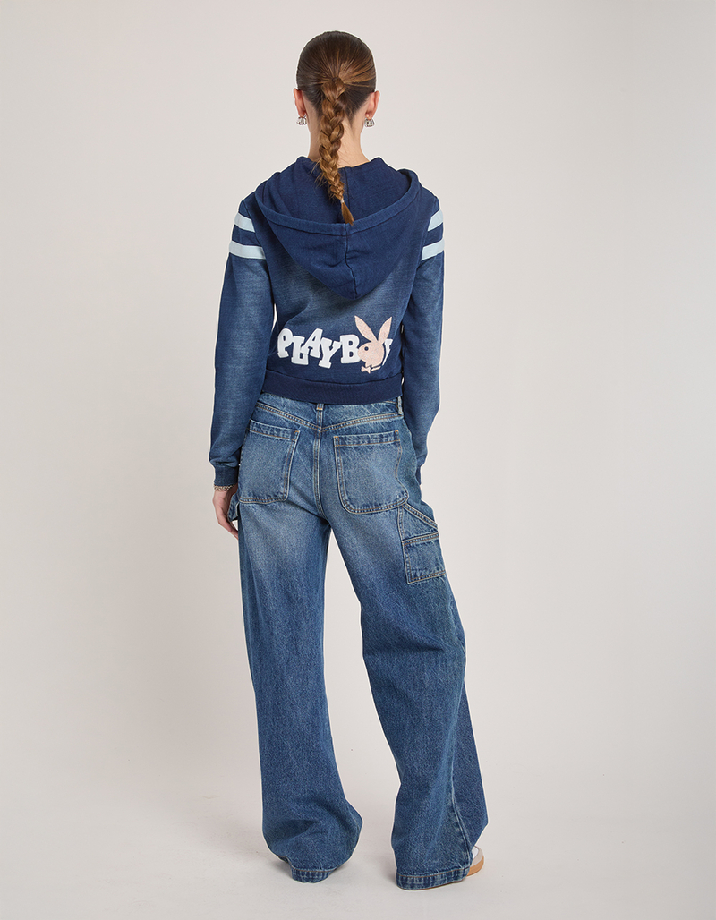 PLAYBOY Varsity Stripe Zip-Up Womens Hoodie image number 2