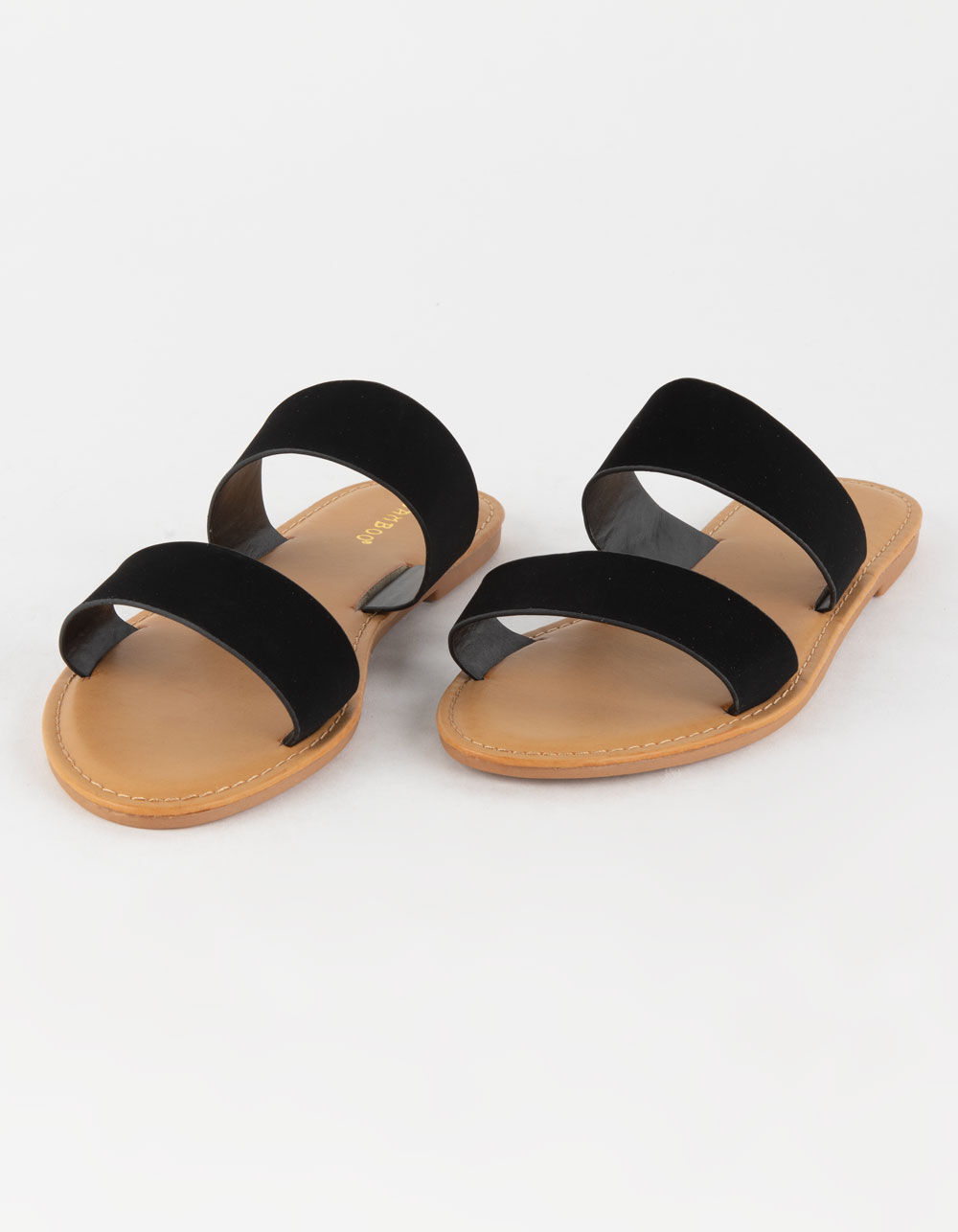 all black double strap sandals