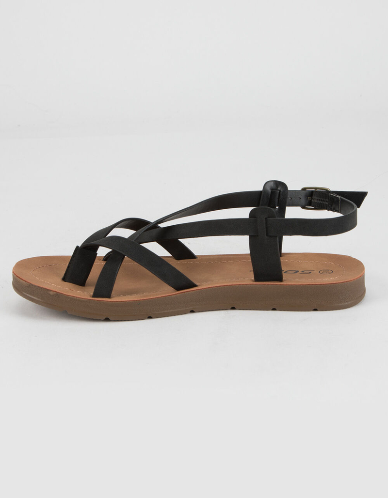 SODA Criss Cross Ankle Womens Black Sandals image number 2