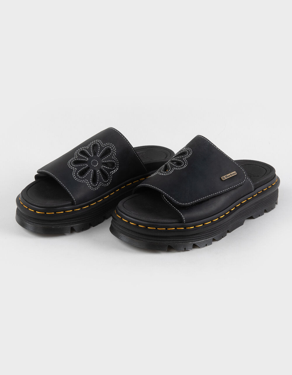 DR. MARTENS Zebzag Flower Womens Platform Slides - BLACK | Tillys
