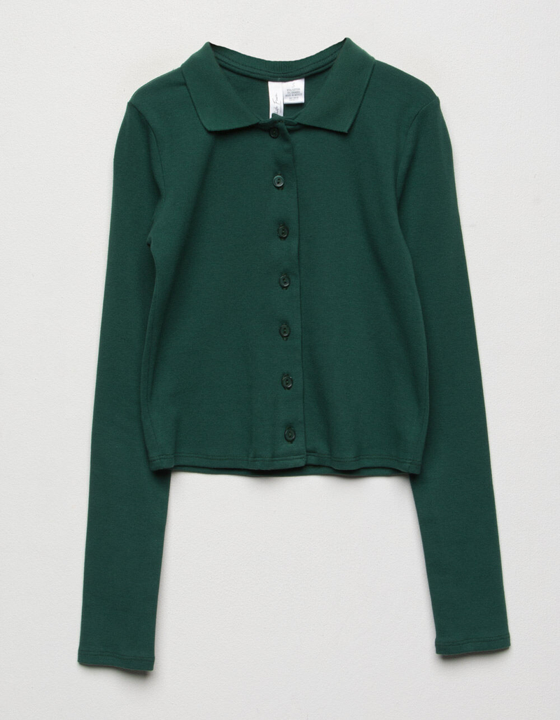 WHITE FAWN Polo Boyfriend Hunter Green Girls Shirt image number 0