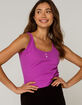 HEART & HIPS Pointelle Henley Womens Purple Tank image number 1