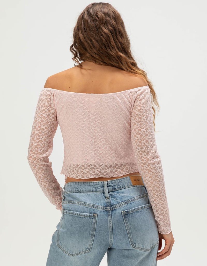 FULL TILT Womens Long Sleeve Lace Cinch Top image number 3