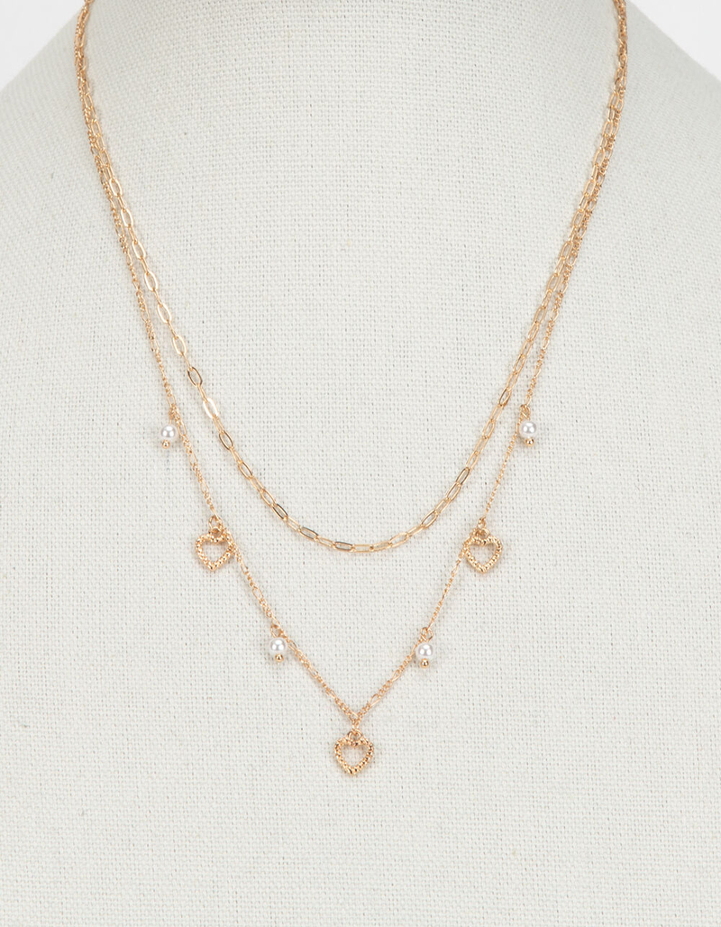 FULL TILT Dainty Pearl & Heart Layered Necklace image number 3