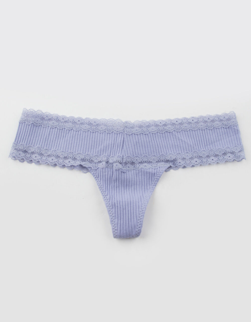 FULL TILT Cotton Lace Trim Lilac Thong image number 0
