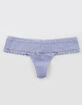 FULL TILT Cotton Lace Trim Lilac Thong image number 1