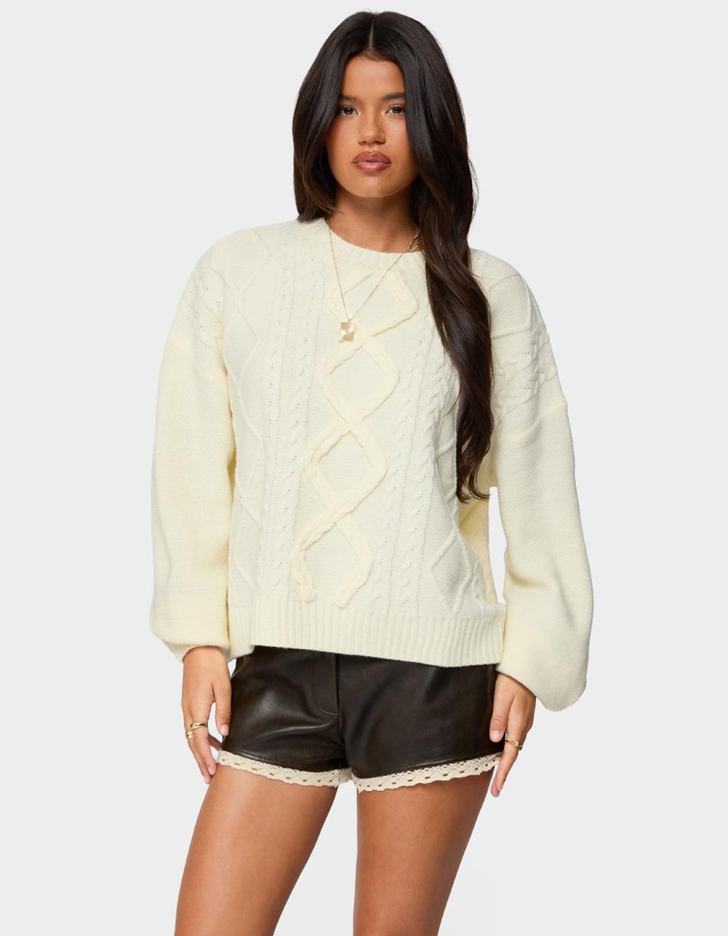 EDIKTED Braided Cable Knit Oversized Sweater image number 0
