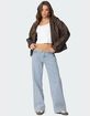 EDIKTED Peekaboo Plaid Low Rise Jeans image number 5