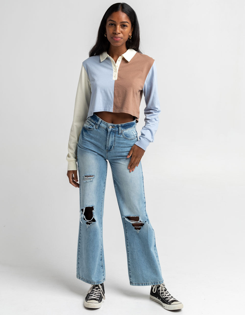 RSQ Womens Colorblock Rugby Polo Shirt image number 3