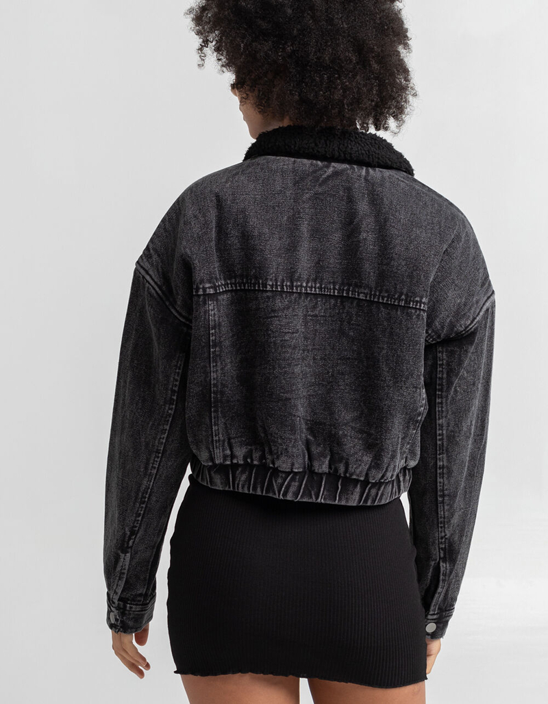 HIGHWAY Womens Sherpa Lined Jean Jacket image number 2