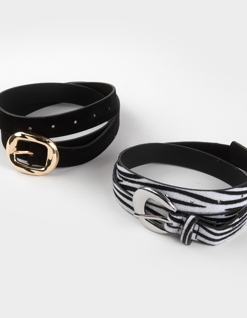 2 Pack Basic Black/Zebra Print Belts image number 1