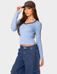 EDIKTED Contrast V-Neck Long Sleeve Tee image number 3