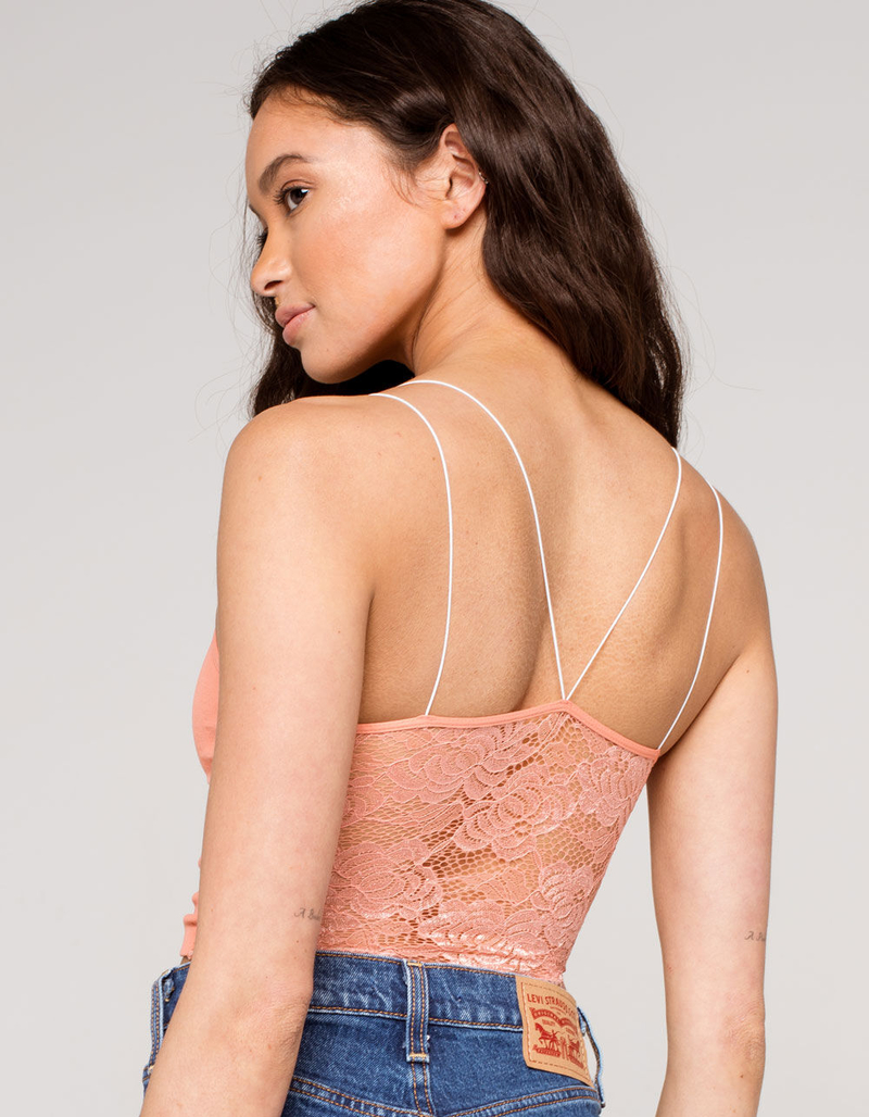 FULL TILT Lace Back Strappy Seamless Womens Coral Cami image number 0