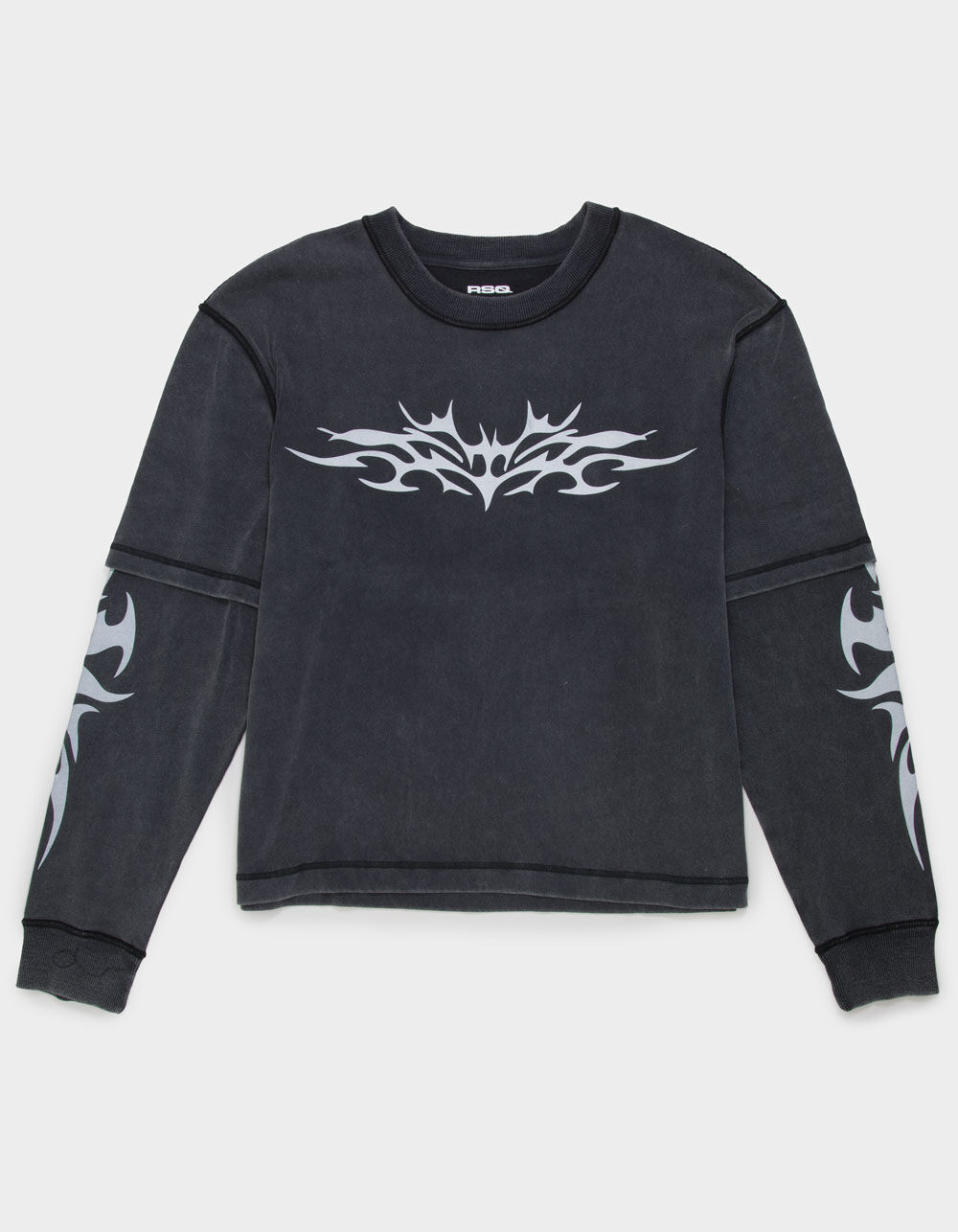 RSQ Mens Long Sleeve Boxy 2fer Tee - BLACK | Tillys