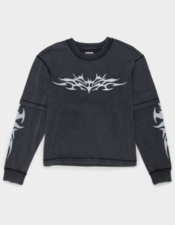 RSQ Mens Long Sleeve Boxy 2fer Tee Alternative Image