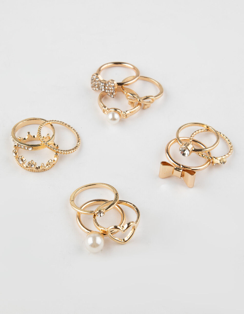 FULL TILT 10 Piece Bow/Crown/Pearl Ring Set image number 0