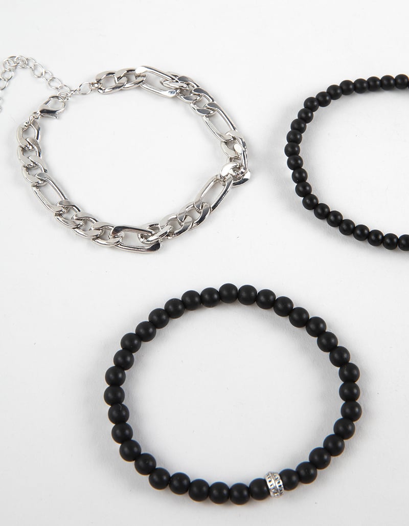 RSQ Mens Metal Figaro Chain/Matte Beaded Bracelets image number 2