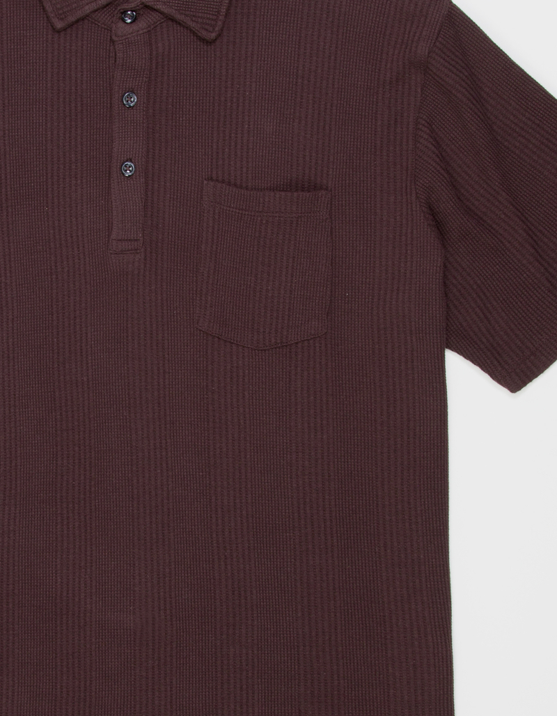 JACK & JONES Blueweston Mens Waffle Polo Shirt BROWN Tillys