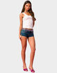 EDIKTED Barbie&trade; Rhinestone Low Rise Denim Shorts image number 5
