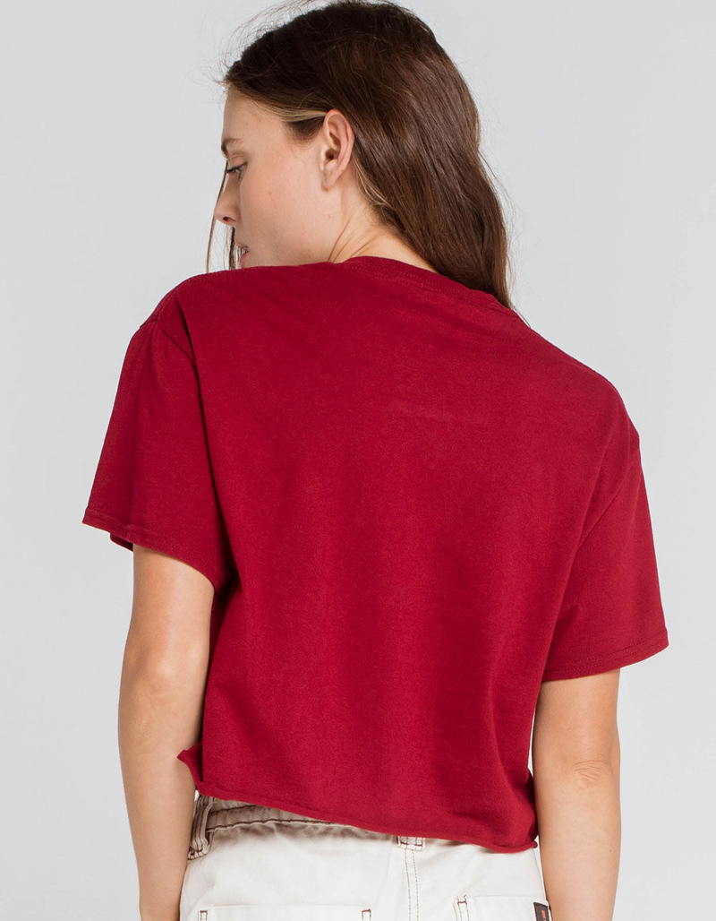 FULL TILT Womens Burgundy Crop Tee image number 2